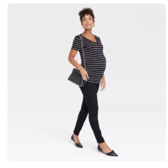 Over The Belly Black Skinny Maternity Jeans, Size: 0 - Picture 6 of 11